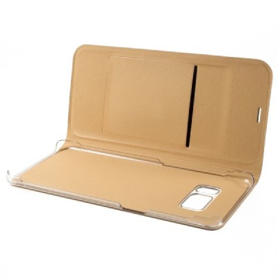 Samsung Galaxy S8+ (G955) zelta atvēramais Smart Wallet ādas maciņš - maks / Vacins.lv