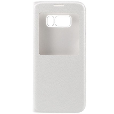 Samsung Galaxy S8+ (G955) atvēramais maciņš ar lodziņu - balts / Vacins.lv