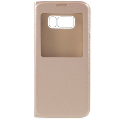 Samsung Galaxy S8+ (G955) auksinis odinis atverčiamas dėklas su langeliu / Priedai.lt