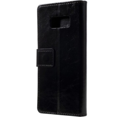 Samsung Galaxy S8+ (G955) atverčiamas juodas odinis dėklas - piniginė / Priedai.lt