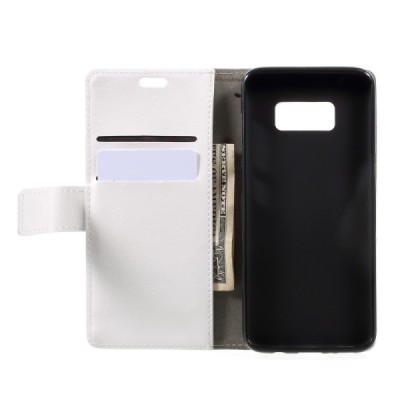 Samsung Galaxy S8+ (G955) atvēramais ādas balts maciņš (maks) / Vacins.lv