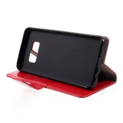 Samsung Galaxy S8+ (G955) atverčiamas raudonas odinis dėklas - piniginė / Priedai.lt