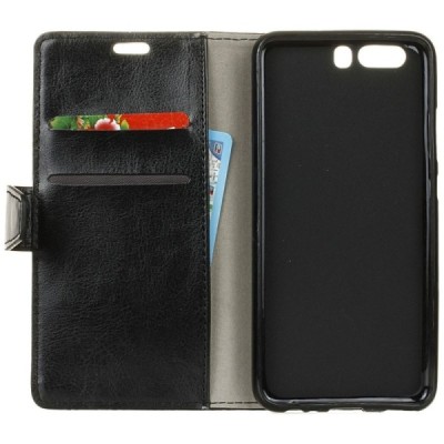 Huawei P10 Plus atvēramais ādas melns maciņš, grāmata (maks) / Vacins.lv