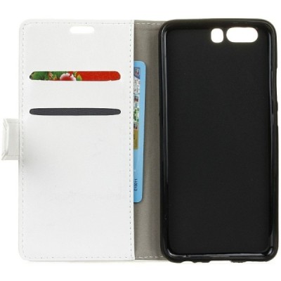 Huawei P10 Plus atverčiamas baltas odinis dėklas, knygutė - piniginė / Priedai.lt