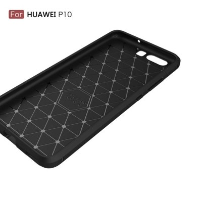 Huawei P10 Plus „Carbon“ cieta silikona (TPU) melns apvalks / vacins.lv