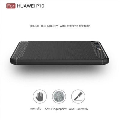 Huawei P10 Plus „Carbon“ cieta silikona (TPU) melns apvalks / vacins.lv