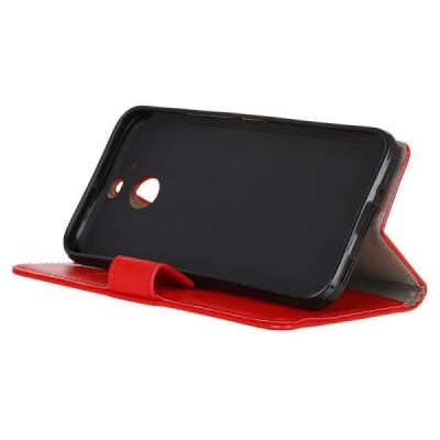 HTC 10 Evo (HTC Bolt) atvēramais ādas sarkans maciņš, grāmata (maks) / Vacins.lv