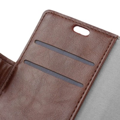 HTC 10 Evo (HTC Bolt) atvēramais ādas brūns maciņš, grāmata (maks) / Vacins.lv