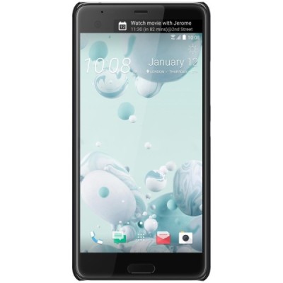 HTC U Ultra (Ocean Note) Nillkin Frosted Shield melns plastmasas apvalks + ekrāna aizsargplēve / Vacins.lv
