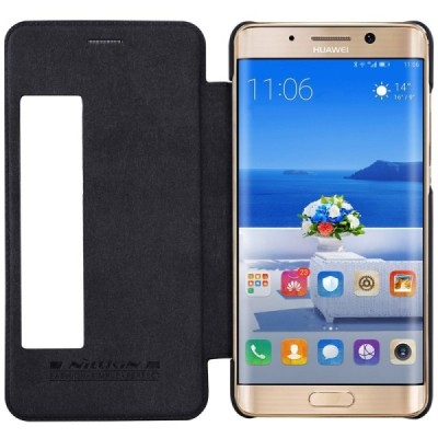 Prabangus „Nillkin“ Qin serijos juodas odinis atverčiamas Huawei Mate 9 Pro dėklas - knygutė / Priedai.lt