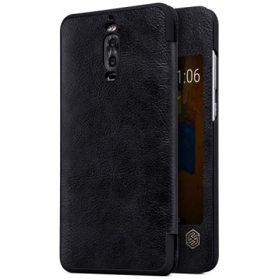 Prabangus „Nillkin“ Qin serijos juodas odinis atverčiamas Huawei Mate 9 Pro dėklas - knygutė / Priedai.lt