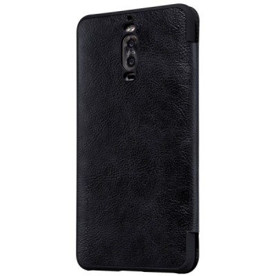 Prabangus „Nillkin“ Qin serijos juodas odinis atverčiamas Huawei Mate 9 Pro dėklas - knygutė / Priedai.lt