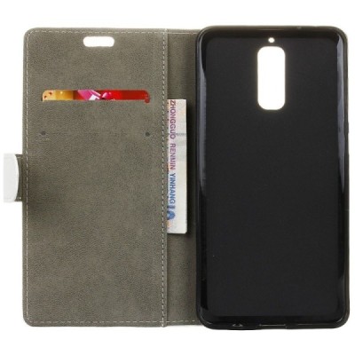 Huawei Mate 9 Pro (Huawei Mate 9 Pro Porsche Design) atverčiamas baltas odinis dėklas, knygutė - piniginė / Priedai.lt