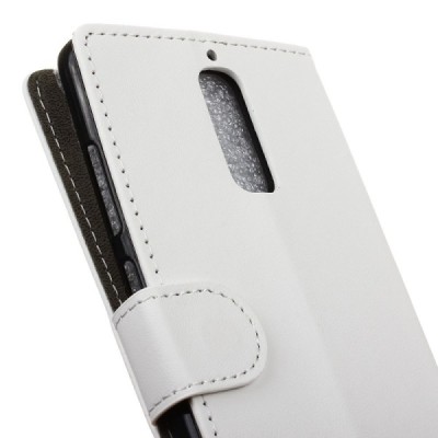 Huawei Mate 9 Pro (Huawei Mate 9 Pro Porsche Design) atverčiamas baltas odinis dėklas, knygutė - piniginė / Priedai.lt