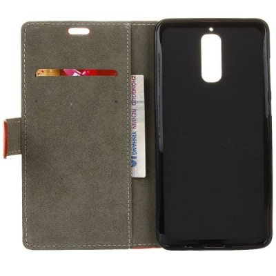 Huawei Mate 9 Pro (Huawei Mate 9 Pro Porsche Design) atverčiamas raudonas odinis dėklas, knygutė - piniginė / Priedai.lt