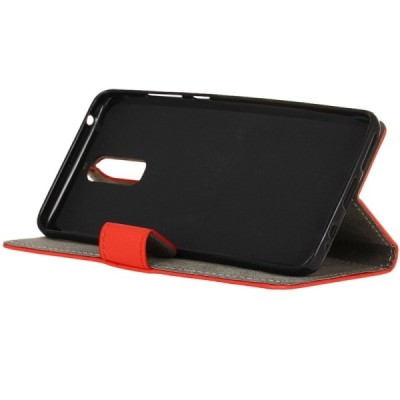 Huawei Mate 9 Pro (Huawei Mate 9 Pro Porsche Design) atverčiamas raudonas odinis dėklas, knygutė - piniginė / Priedai.lt