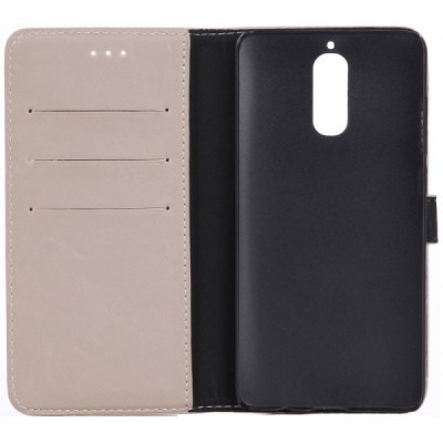 Huawei Mate 9 Pro (Huawei Mate 9 Pro Porsche Design) atverčiamas smėlio spalvos odinis retro dėklas - piniginė / Priedai.lt