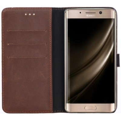 Huawei Mate 9 Pro (Huawei Mate 9 Pro Porsche Design) atvēramais ādas tumši brūns retro maciņš (maks) / Vacins.lv