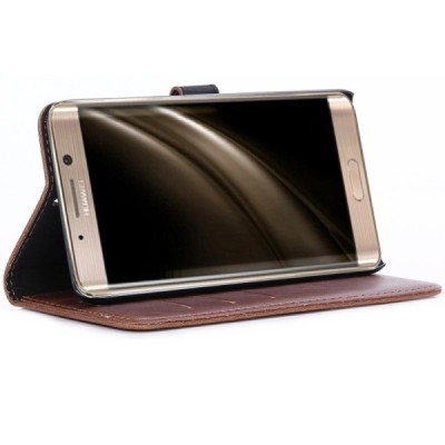 Huawei Mate 9 Pro (Huawei Mate 9 Pro Porsche Design) atvēramais ādas tumši brūns retro maciņš (maks) / Vacins.lv