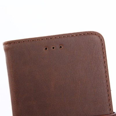 Huawei Mate 9 Pro (Huawei Mate 9 Pro Porsche Design) atvēramais ādas tumši brūns retro maciņš (maks) / Vacins.lv