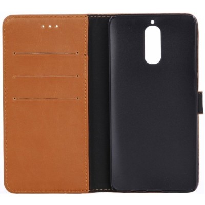 Huawei Mate 9 Pro (Huawei Mate 9 Pro Porsche Design) atvēramais ādas gaiši brūns retro maciņš (maks) / Vacins.lv