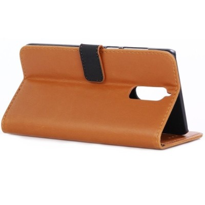 Huawei Mate 9 Pro (Huawei Mate 9 Pro Porsche Design) atvēramais ādas gaiši brūns retro maciņš (maks) / Vacins.lv