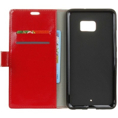 HTC U Ultra (Ocean Note) atverčiamas raudonas odinis dėklas, knygutė - piniginė / Priedai.lt
