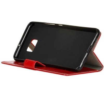 HTC U Ultra (Ocean Note) atverčiamas raudonas odinis dėklas, knygutė - piniginė / Priedai.lt