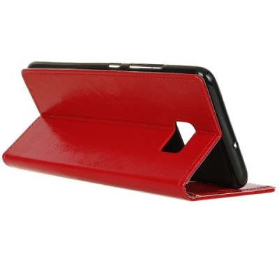 HTC U Ultra (Ocean Note) atverčiamas raudonas odinis dėklas, knygutė - piniginė / Priedai.lt