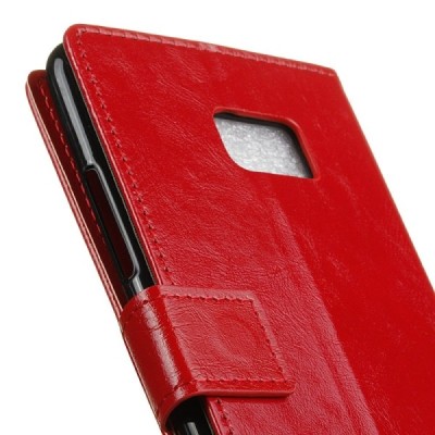 HTC U Ultra (Ocean Note) atverčiamas raudonas odinis dėklas, knygutė - piniginė / Priedai.lt