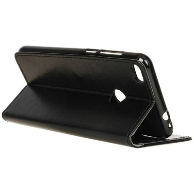 Huawei P9 Lite 2017 (Huawei P8 Lite 2017) atverčiamas juodas odinis dėklas, knygutė - piniginė / Priedai.lt