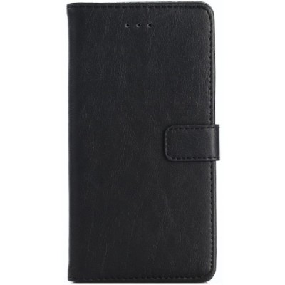 Huawei P9 lite 2017 (Huawei P8 Lite 2017) atverčiamas juodas odinis retro dėklas - piniginė / Priedai.lt