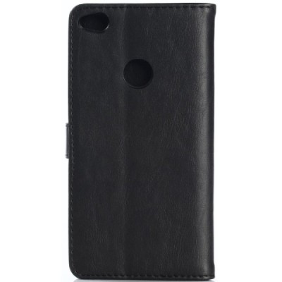 Huawei P9 lite 2017 (Huawei P8 Lite 2017) atverčiamas juodas odinis retro dėklas - piniginė / Priedai.lt