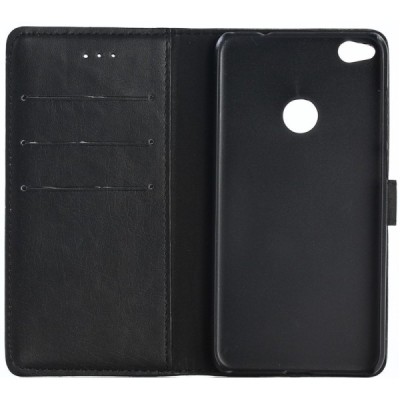 Huawei P9 lite 2017 (Huawei P8 Lite 2017) atverčiamas juodas odinis retro dėklas - piniginė / Priedai.lt