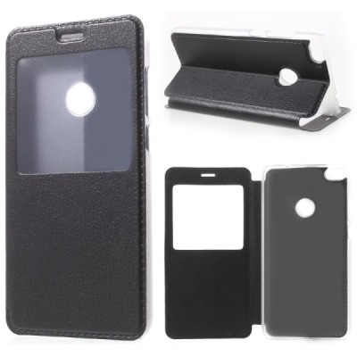 Huawei P9 Lite 2017 (Huawei P8 Lite 2017) melns atvēramais View Window ādas maciņš / Vacins.lv