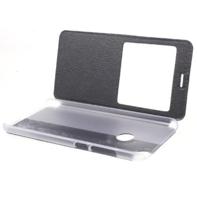 Huawei P9 Lite 2017 (Huawei P8 Lite 2017) melns atvēramais View Window ādas maciņš / Vacins.lv