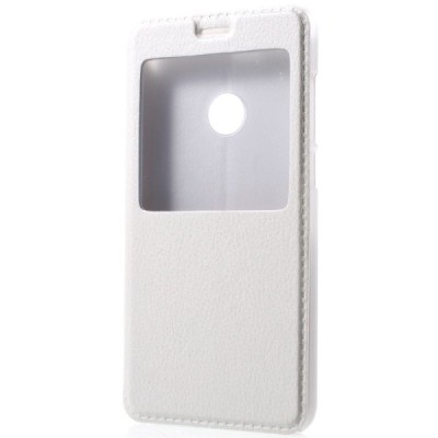 Huawei P9 Lite 2017 (Huawei P8 Lite 2017) balts atvēramais Smart Window ādas maciņš / Vacins.lv