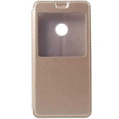 Huawei P9 Lite 2017 (Huawei P8 Lite 2017) zelta atvēramais Smart Window ādas maciņš / Vacins.lv