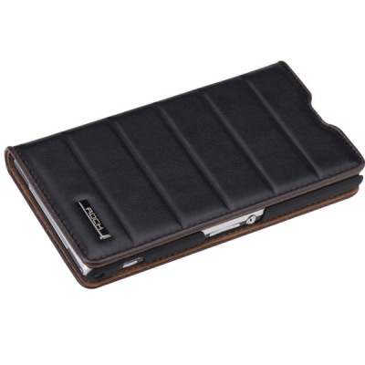 Prabangus „ROCK Elite Series“ Sony Xperia Z1 juodas odinis dėklas / Priedai.lt