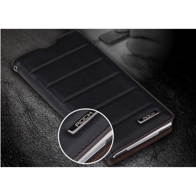 Prabangus „ROCK Elite Series“ Sony Xperia Z1 juodas odinis dėklas / Priedai.lt
