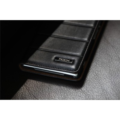 Prabangus „ROCK Elite Series“ Sony Xperia Z1 juodas odinis dėklas / Priedai.lt