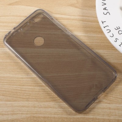 Huawei P9 Lite 2017 (Huawei P8 Lite 2017) skaidrus (permatomas) dvigubas kieto silikono TPU ploniausias pasaulyje pilkas dėklas 