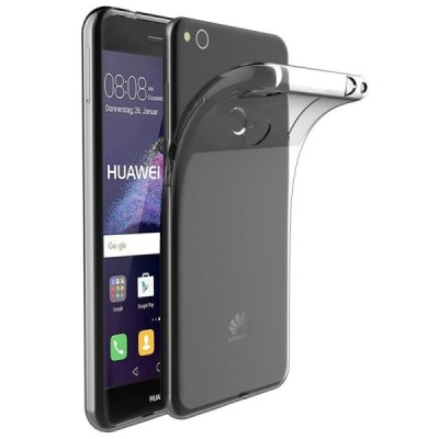 Huawei P9 Lite 2017 (Huawei P8 Lite 2017) skaidrus (permatomas) dvigubas kieto silikono TPU ploniausias pasaulyje pilkas dėklas 
