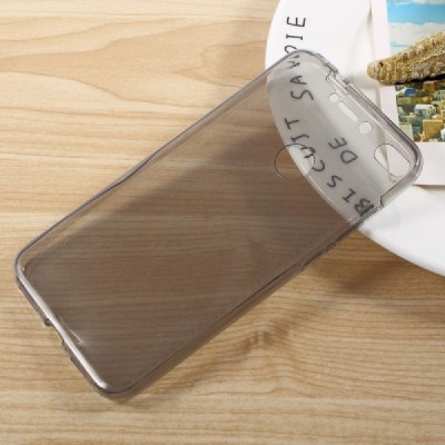 Huawei P9 Lite 2017 (Huawei P8 Lite 2017) skaidrus (permatomas) dvigubas kieto silikono TPU ploniausias pasaulyje pilkas dėklas 