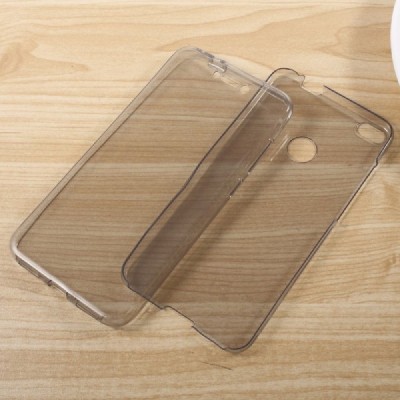 Huawei P9 Lite 2017 (Huawei P8 Lite 2017) skaidrus (permatomas) dvigubas kieto silikono TPU ploniausias pasaulyje pilkas dėklas 