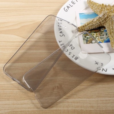 Huawei P9 Lite 2017 (Huawei P8 Lite 2017) skaidrus (permatomas) dvigubas kieto silikono TPU ploniausias pasaulyje pilkas dėklas 