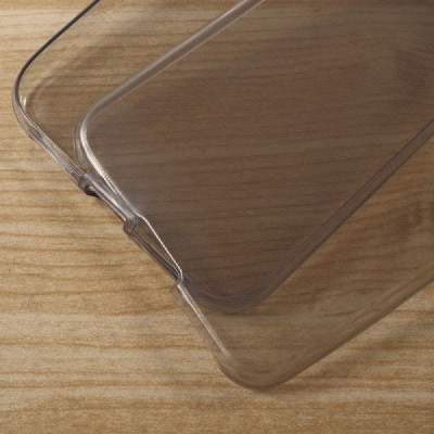 Huawei P9 Lite 2017 (Huawei P8 Lite 2017) skaidrus (permatomas) dvigubas kieto silikono TPU ploniausias pasaulyje pilkas dėklas 