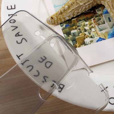 Huawei P9 Lite 2017 (Huawei P8 Lite 2017) skaidrus (permatomas) dvigubas kieto silikono TPU ploniausias pasaulyje pilkas dėklas 