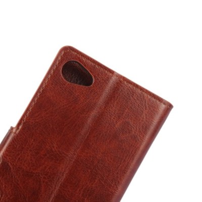 Sony Xperia Z1 Compact atvēramais ādas brūns maciņš (maks) / Vacins.lv