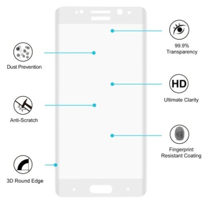 Huawei Mate 9 Pro (Porsche Design) „Calans“ 9H Tempered Glass sustiprintos apsaugos baltas pilnai dengiantis apsauginis ekrano s